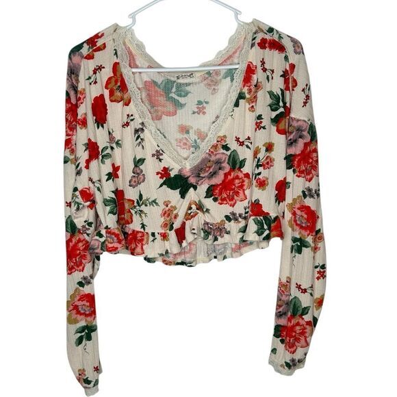 Free People intimately free on point PJ top floral crop top long sleeve XS‎ - Picture 4 of 10